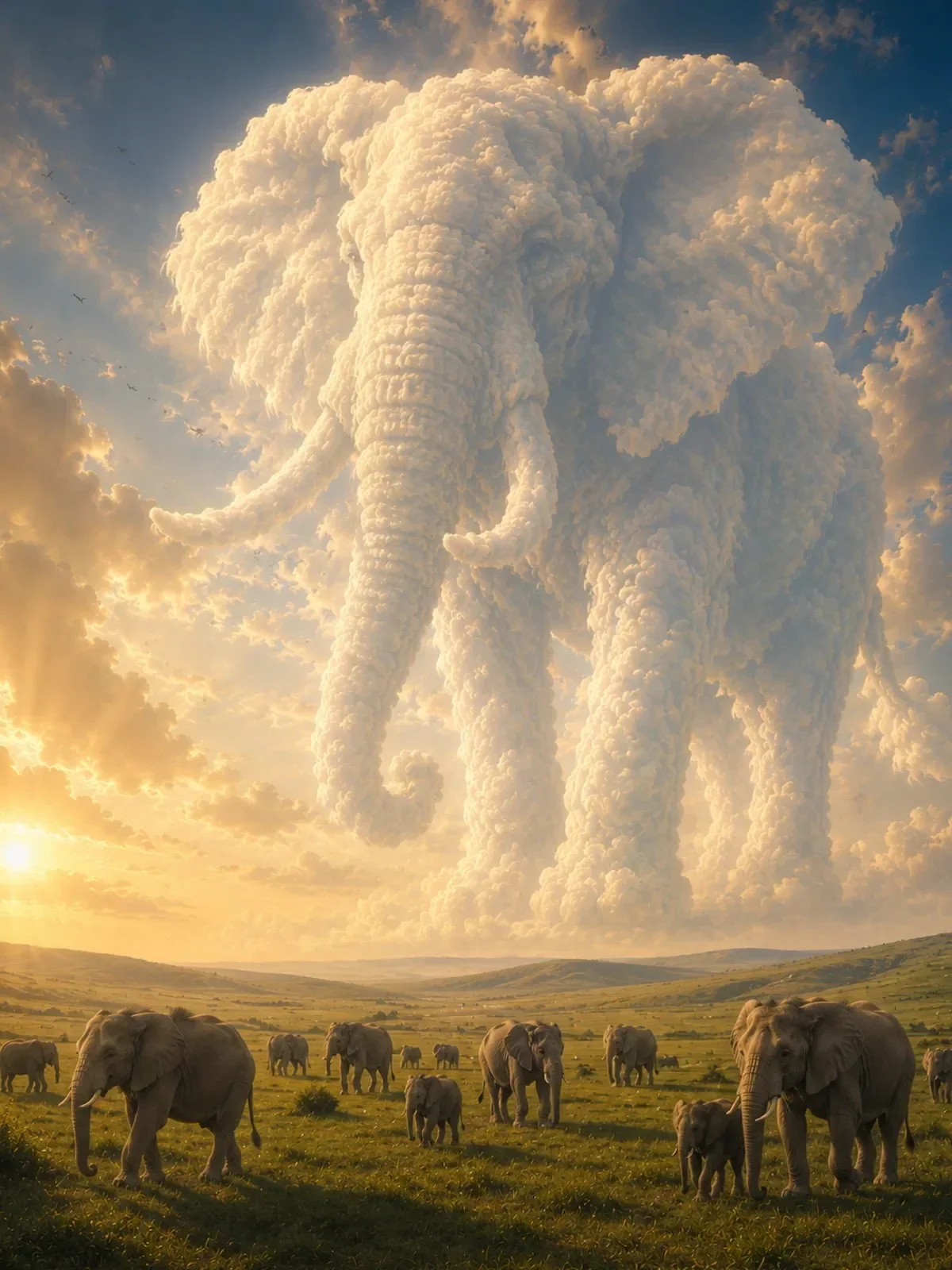 Colossal cloud animal wildlife landscape, Ergebnis eines ChatGPT Prompts