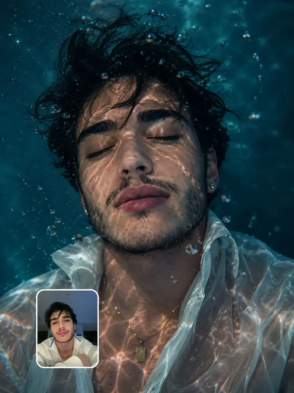 Underwater dreamy portrait (men), ChatGPT prompt result