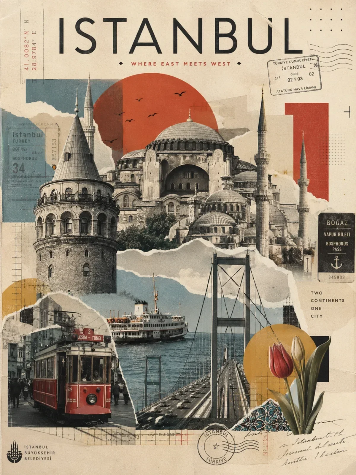 Surreal collage city travel poster, ChatGPT prompt result