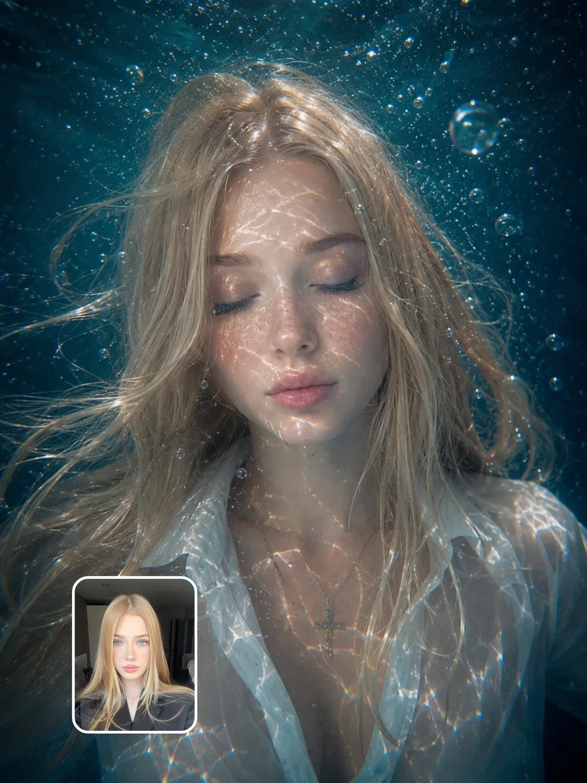 Underwater dreamy portrait (women), ChatGPT prompt result