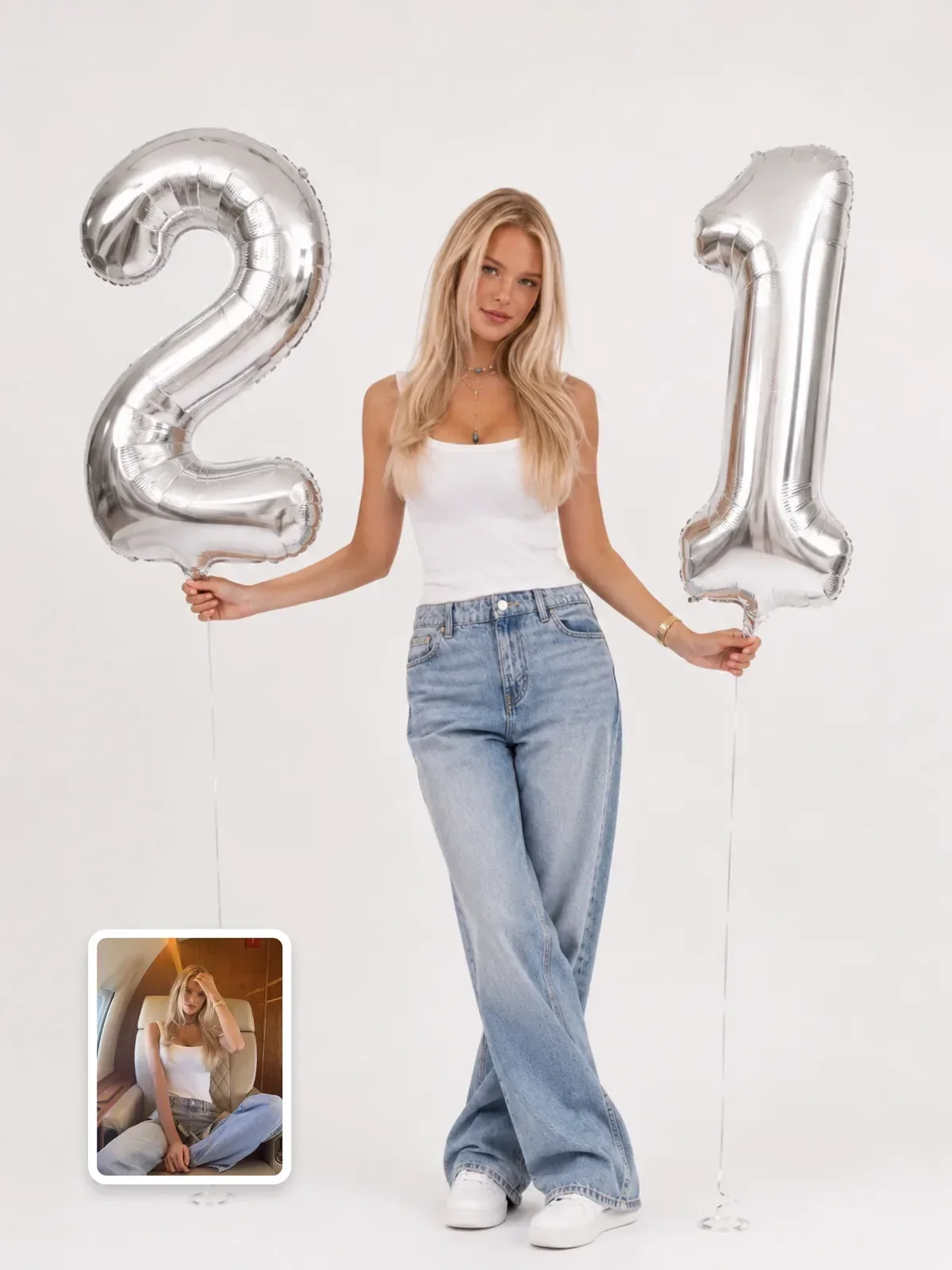 Luxury balloon-number fashion portrait, ChatGPT prompt result